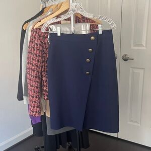 Gerard Darel Dark Blue Skirt with Gold Buttons
